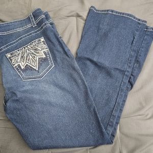 Copper Flash embroidered pockets denim boot cut jeans - 12 curvy